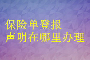 保险单登报声明在哪里办理