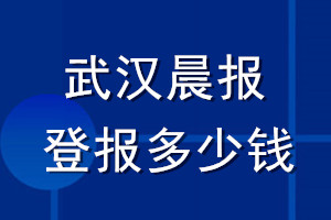 武汉晨报登报多少钱_武汉晨报登报挂失费用